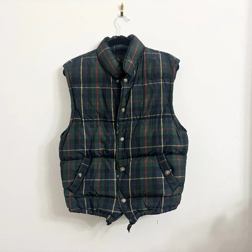 EUC Men's Banana Republic Puffer Down Filled Plaid Vest - sz XS